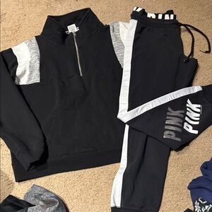 PINK Victoria's Secret Black and Gray Sweatshirt